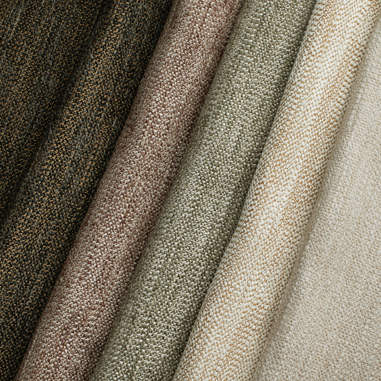 Close-up of textured fabric swatches in brown, beige, and gray.